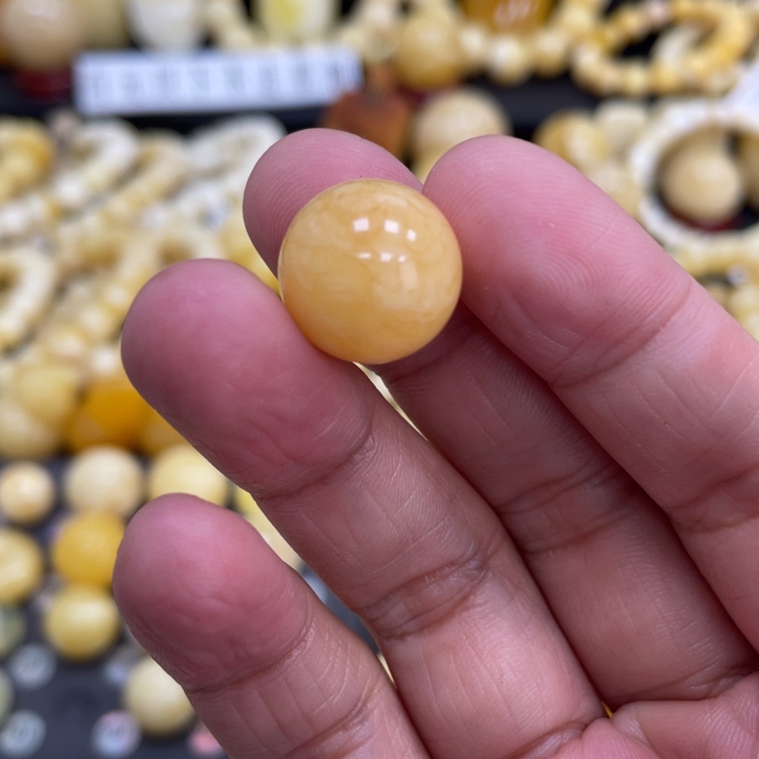 琥珀珠宝奇石未镶嵌15.2mm咖色 皮色