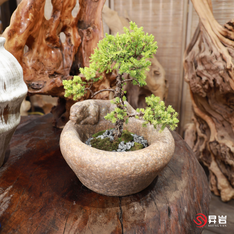 昇岩昇岩中式禅意创意莲花底座茶室摆件