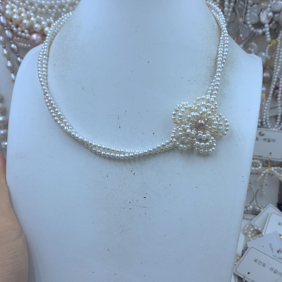 红***耳饰银S925镶嵌淡水珍珠