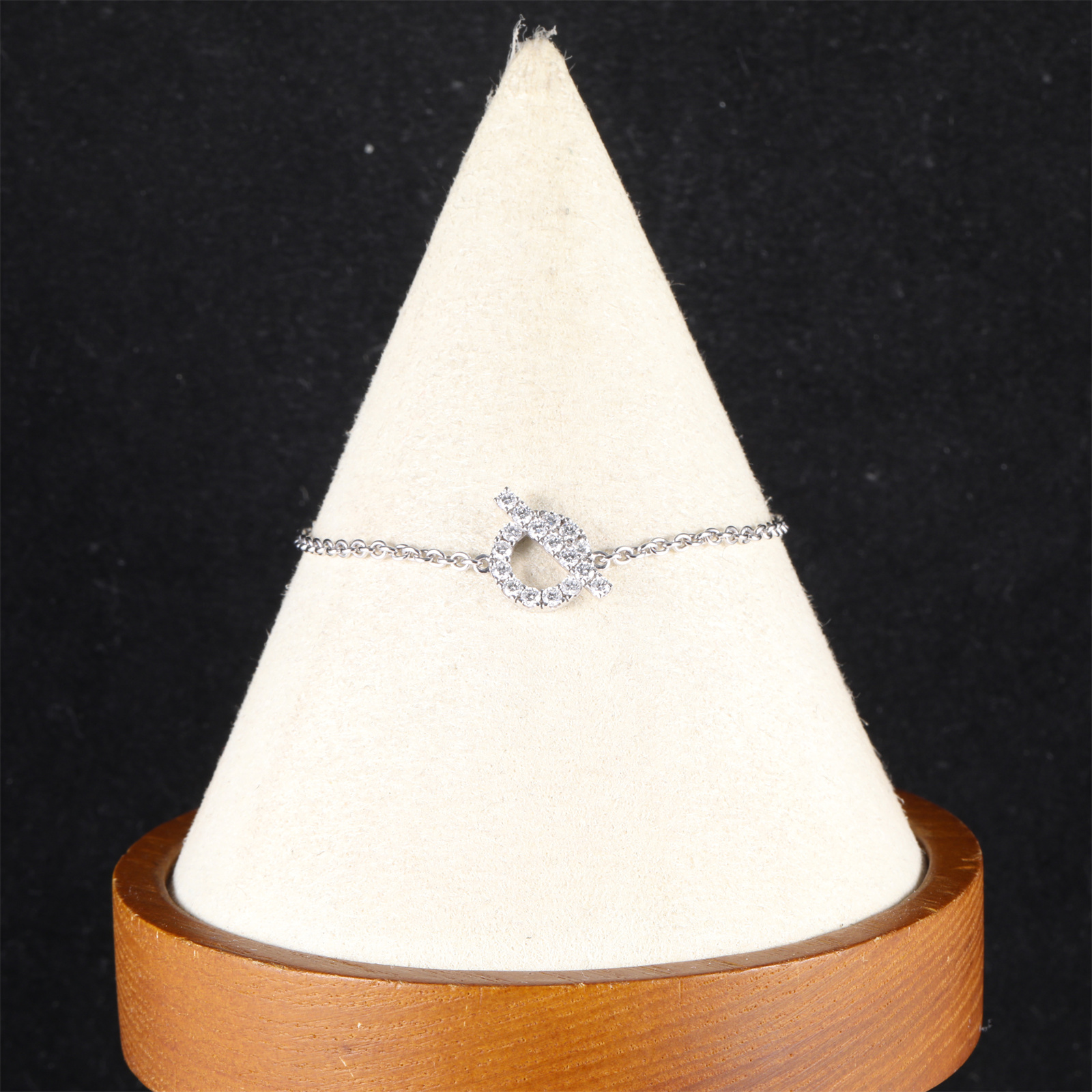 99新 Hermes/爱马仕 小花佳珊Finesse 小Q 手链 满钻 18k 