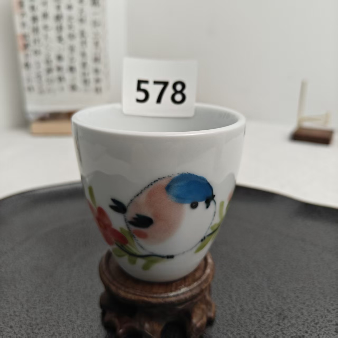 景德镇手绘釉中彩（食品级）呆呆鸟杯578