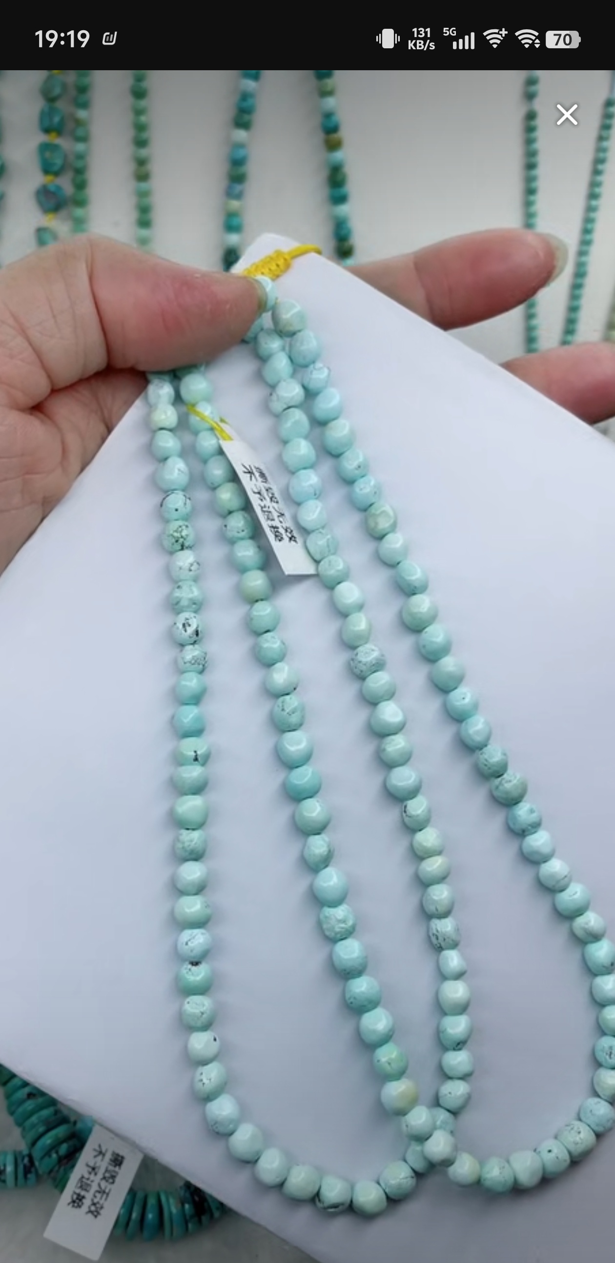 天然原矿绿松石米珠链