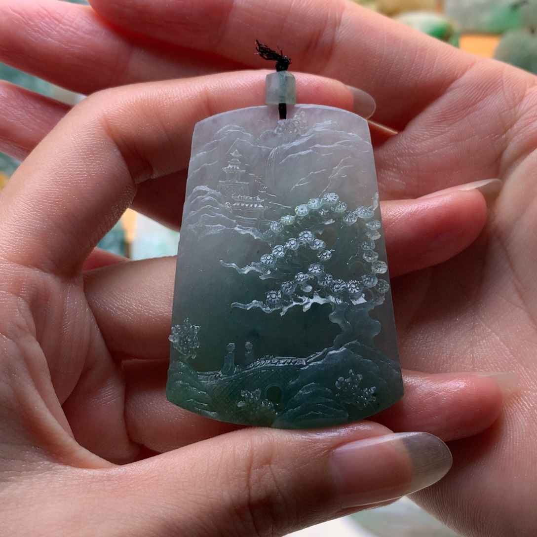 南***枝定制翡翠未镶嵌山水