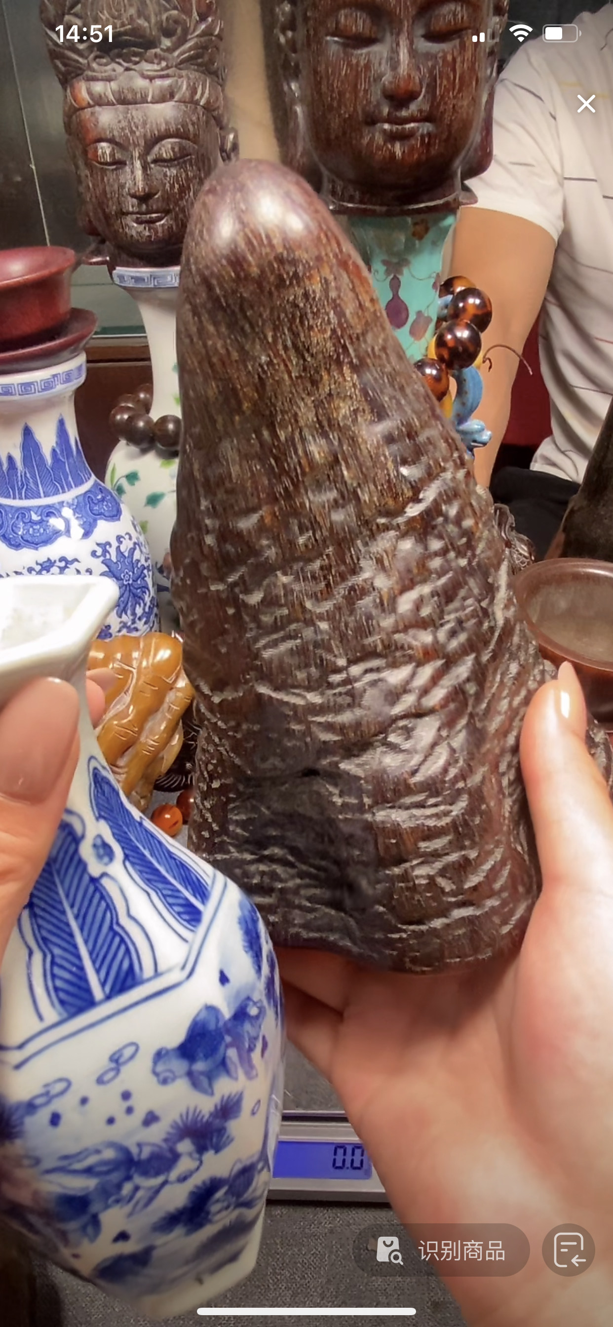 青花釉里红四季花卉纹复古纯手工成型薄胎盖碗