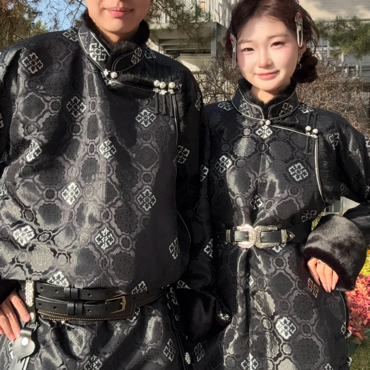 2025冬季款二棉毛边蒙古袍情侣袍子141125