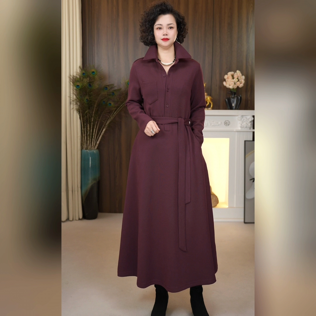 5329 秋冬新款洋气减龄腰带连衣裙
