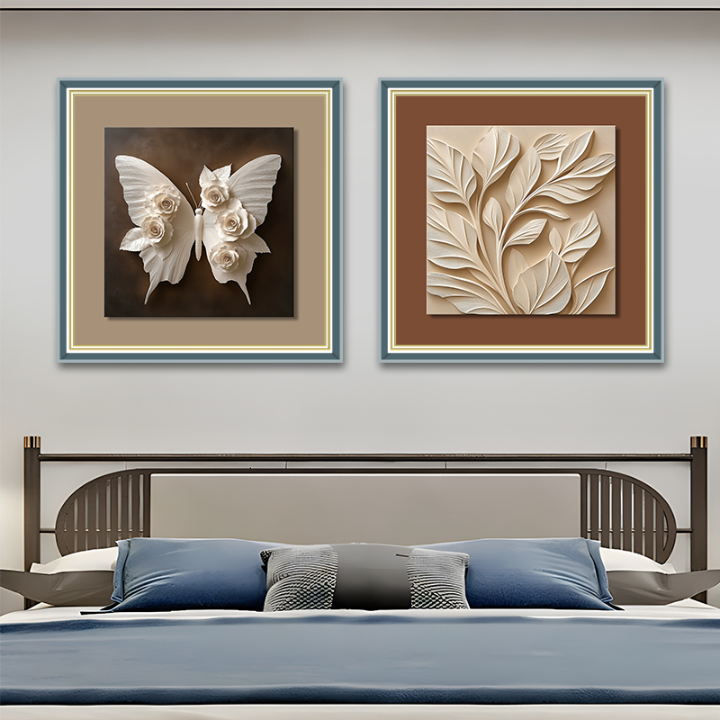 S486【蝶恋花】简约蝴蝶客厅装饰画沙发背景墙黑白高档餐厅壁画