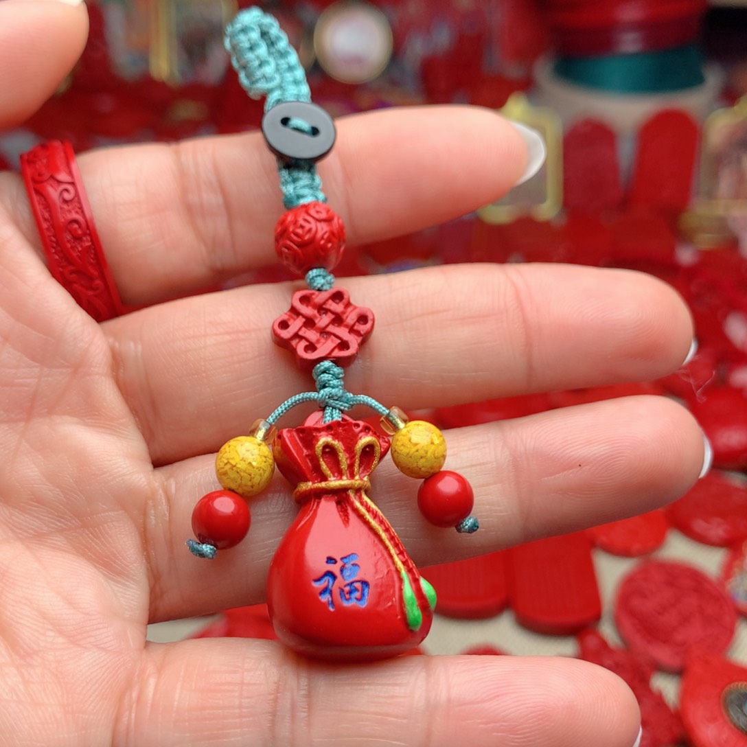 天然辰砂工艺品朱砂钥匙扣