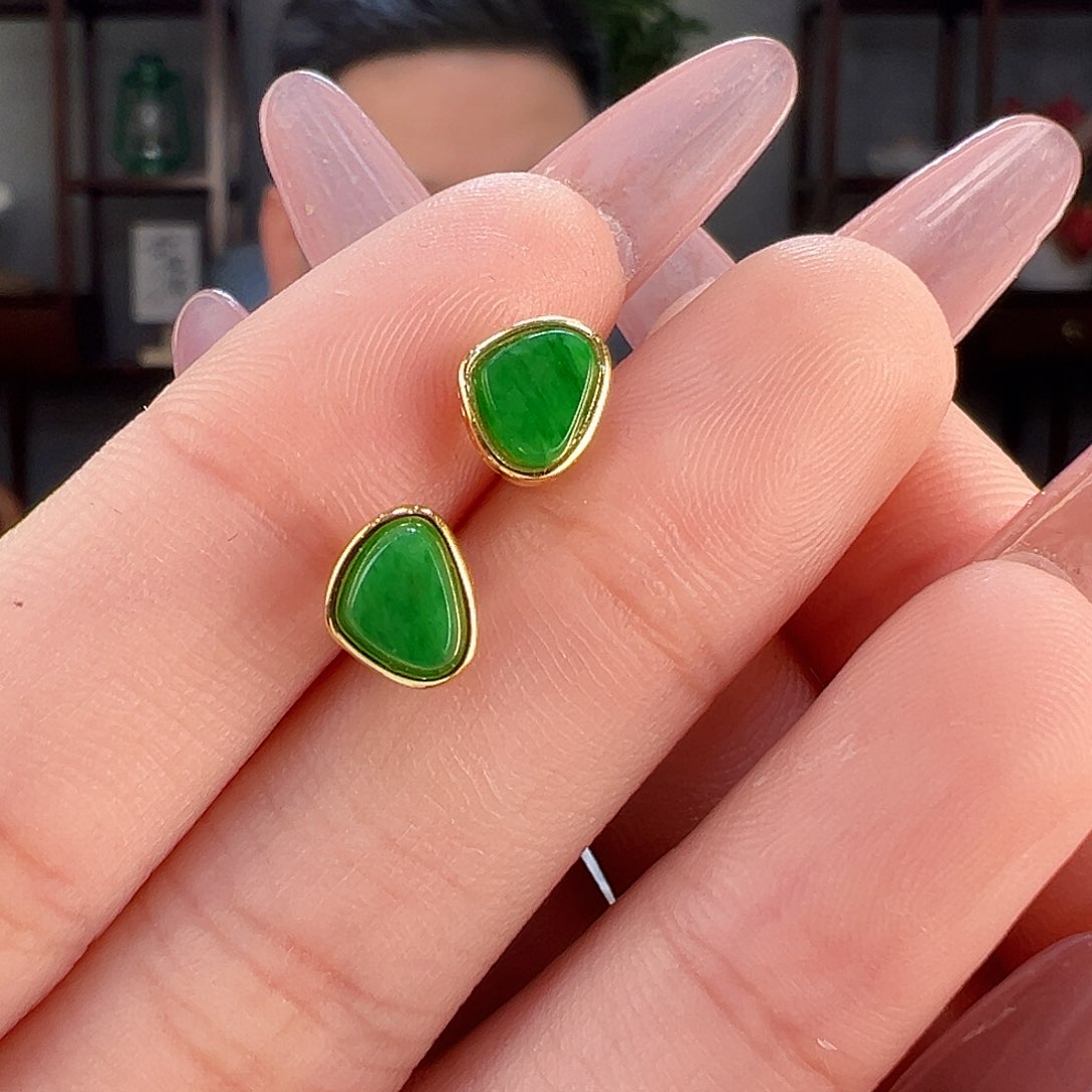 翡翠耳饰银S925镶嵌耳环21