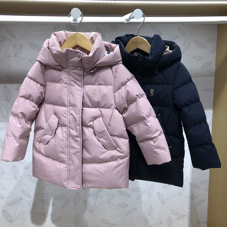 专柜正品水孩儿童装儿童中长款羽绒服冬季新款女童保暖羽绒厚外套