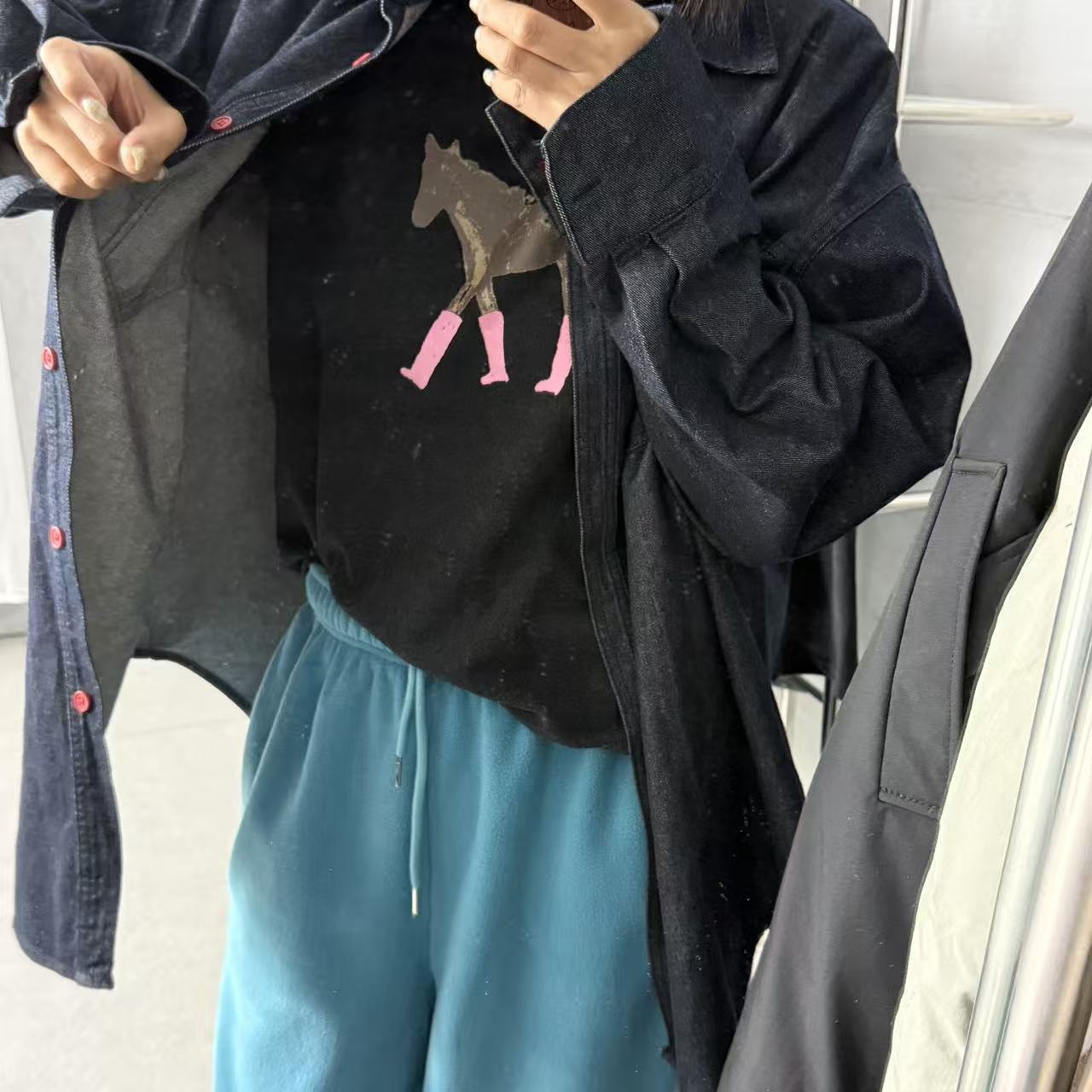 SISTERS【靴子小马】【两色】小马磨毛短袖T