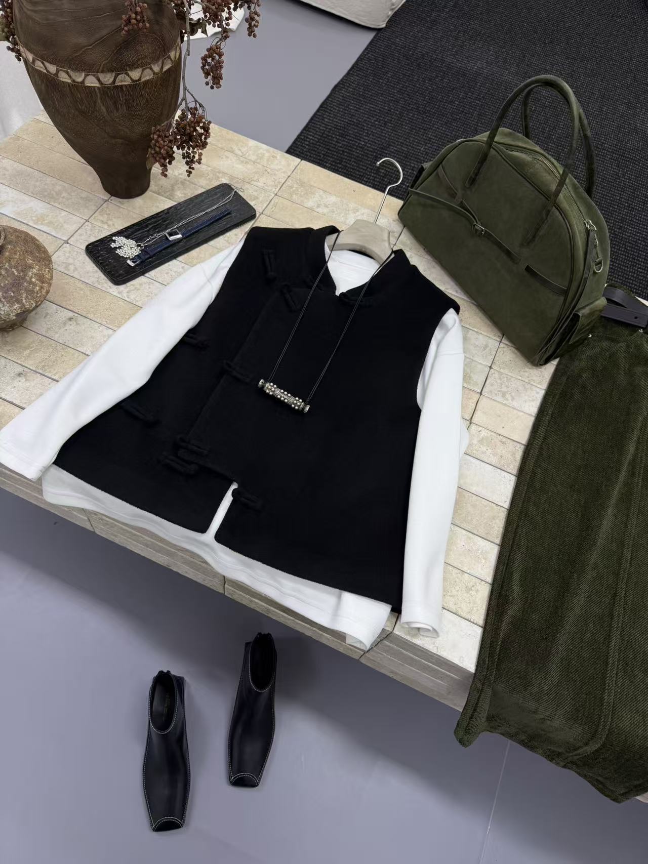 【隐】原创设计师款秋冬厚款通勤马夹时尚显瘦新中式百搭斜襟马甲