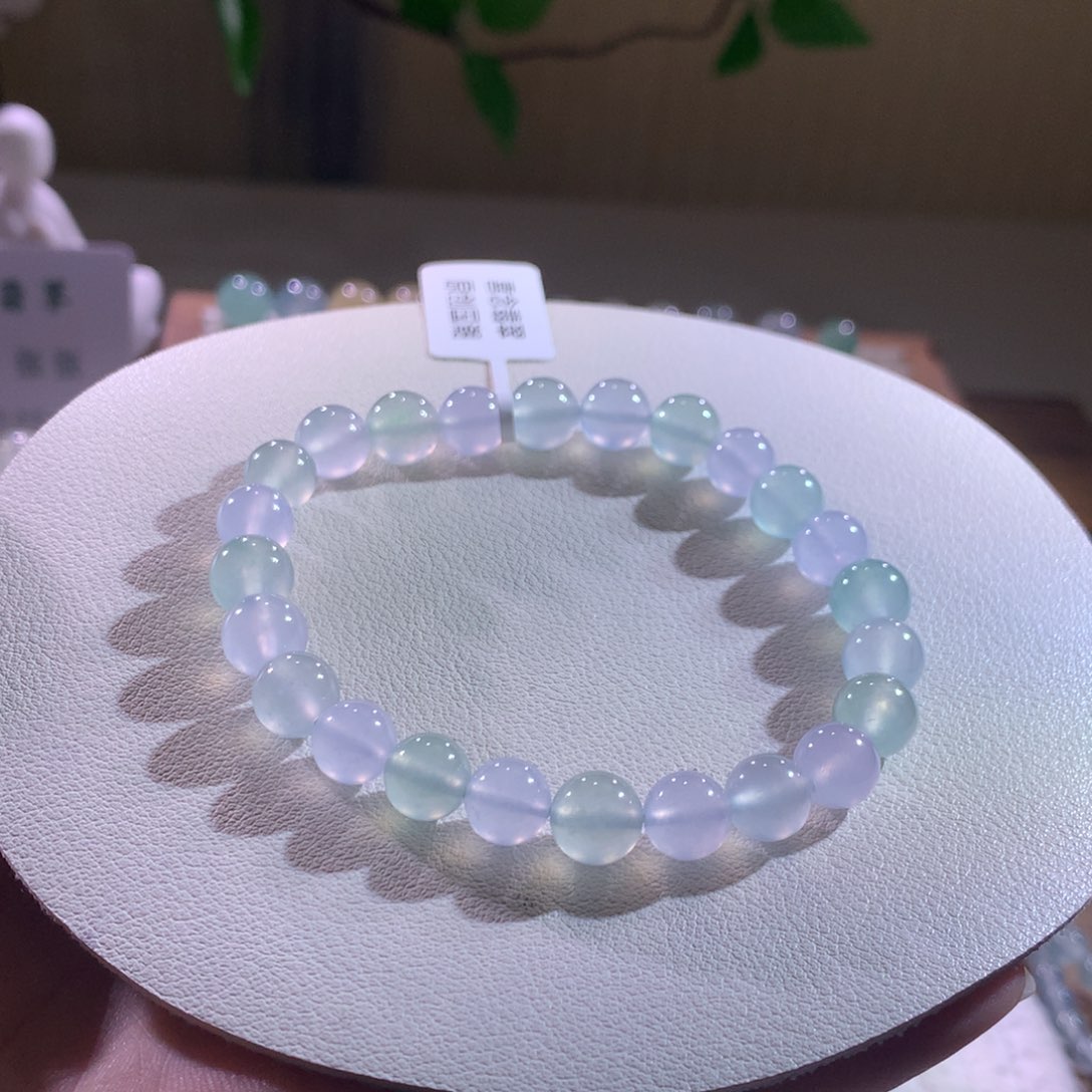 散珠翡翠天然缅a卡8mm荷塘月色