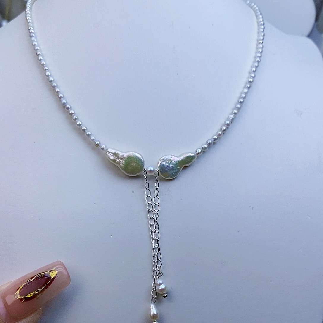 淡水珍珠颈饰银S925镶嵌