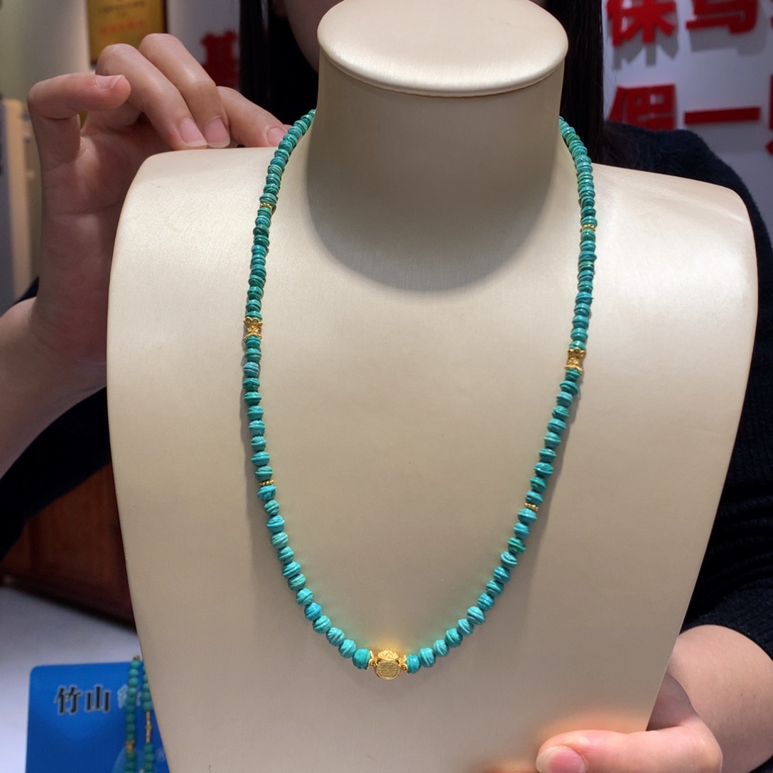 绿松石锁骨链银S925镶嵌