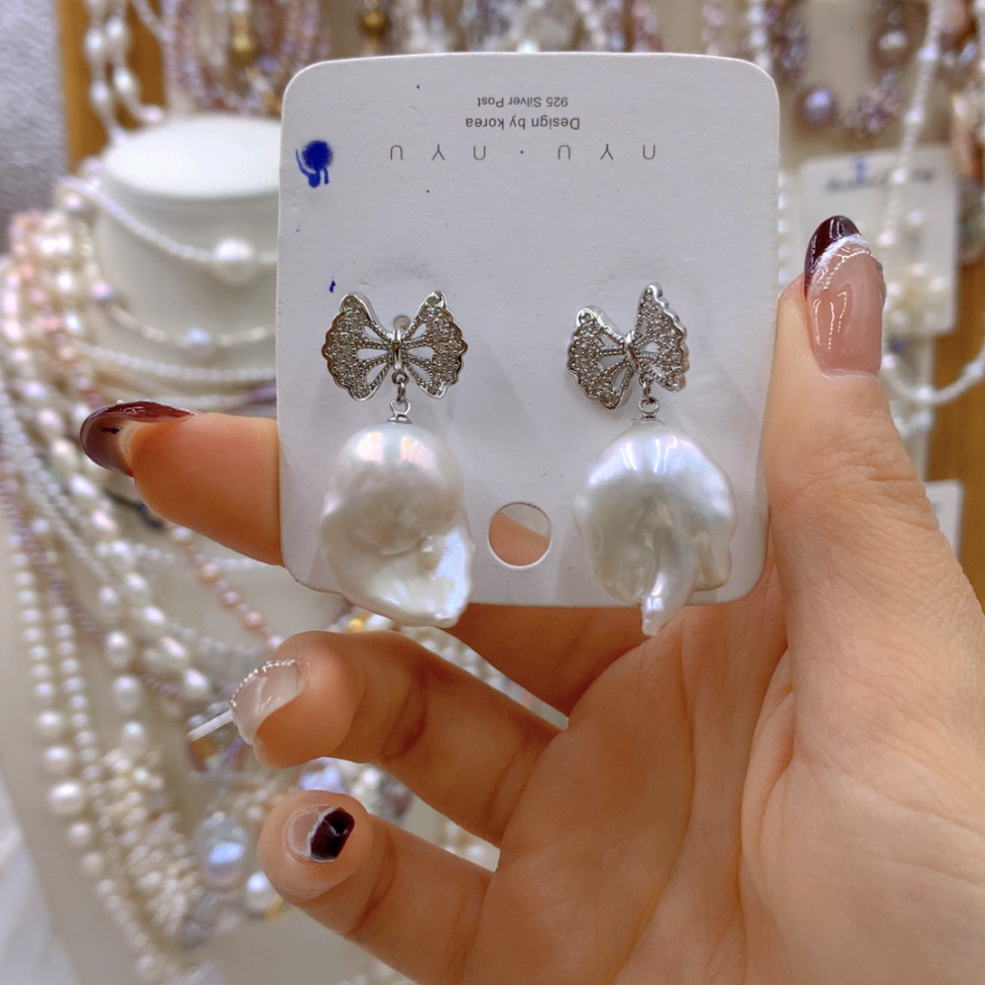 淡水珍珠耳饰合金