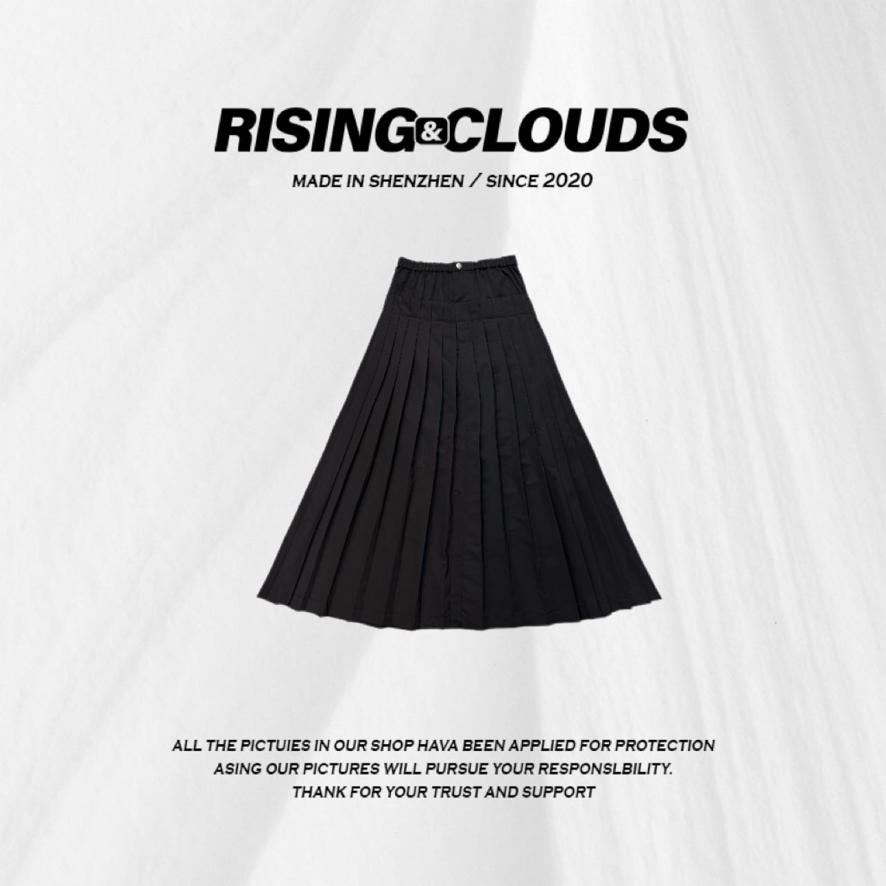 RISING&CLOUDS【小云姐】休闲百搭显瘦压褶半身裙120193