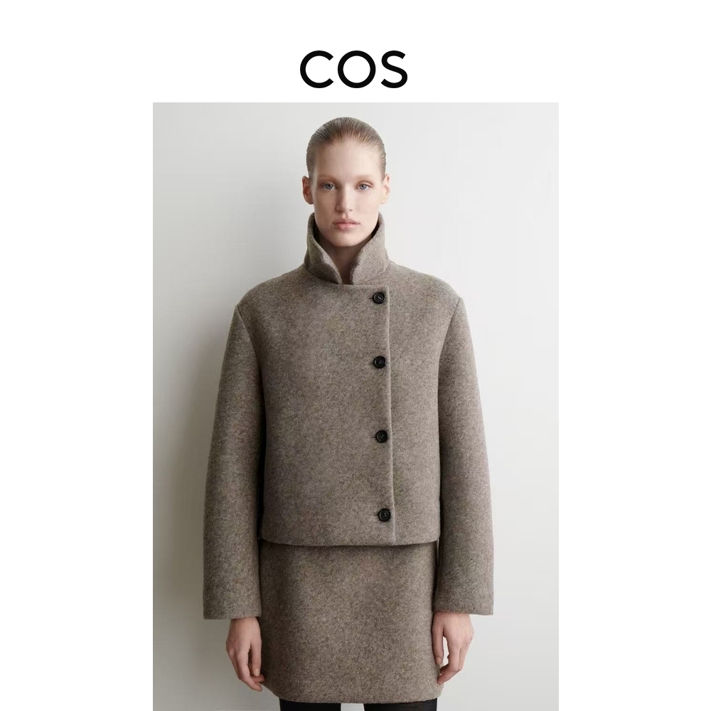 COS女装 标准版型短款立领外套米色2025秋季新品1308257002