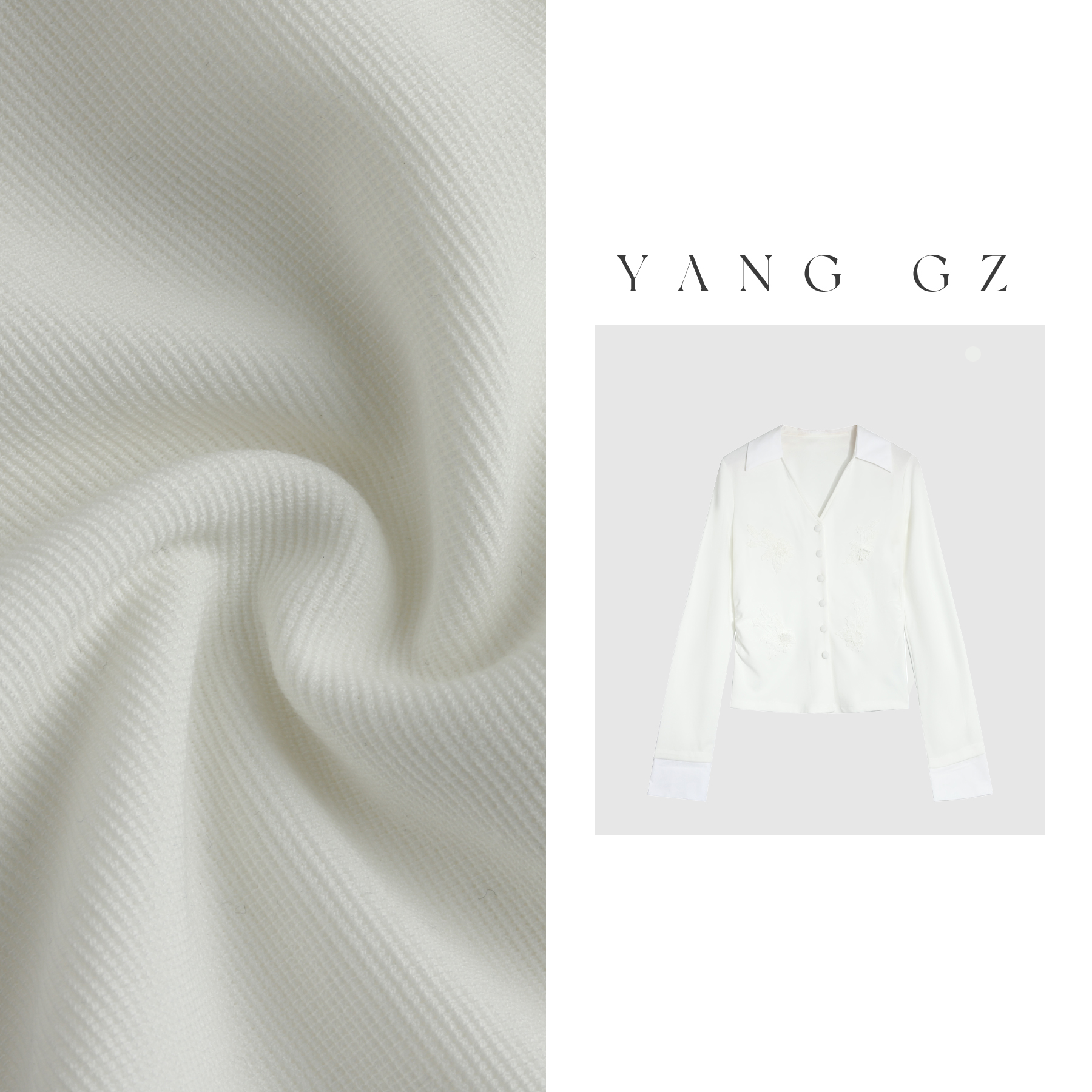 YANG GZ【春暖花开】春夏气质V领暗纹提花衬衫女 GZ5151SH610048
