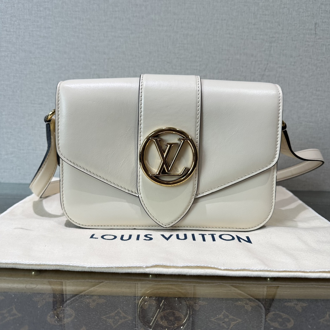 95新 LV 路易威登Pont9白金牛皮单肩斜挎包 05686