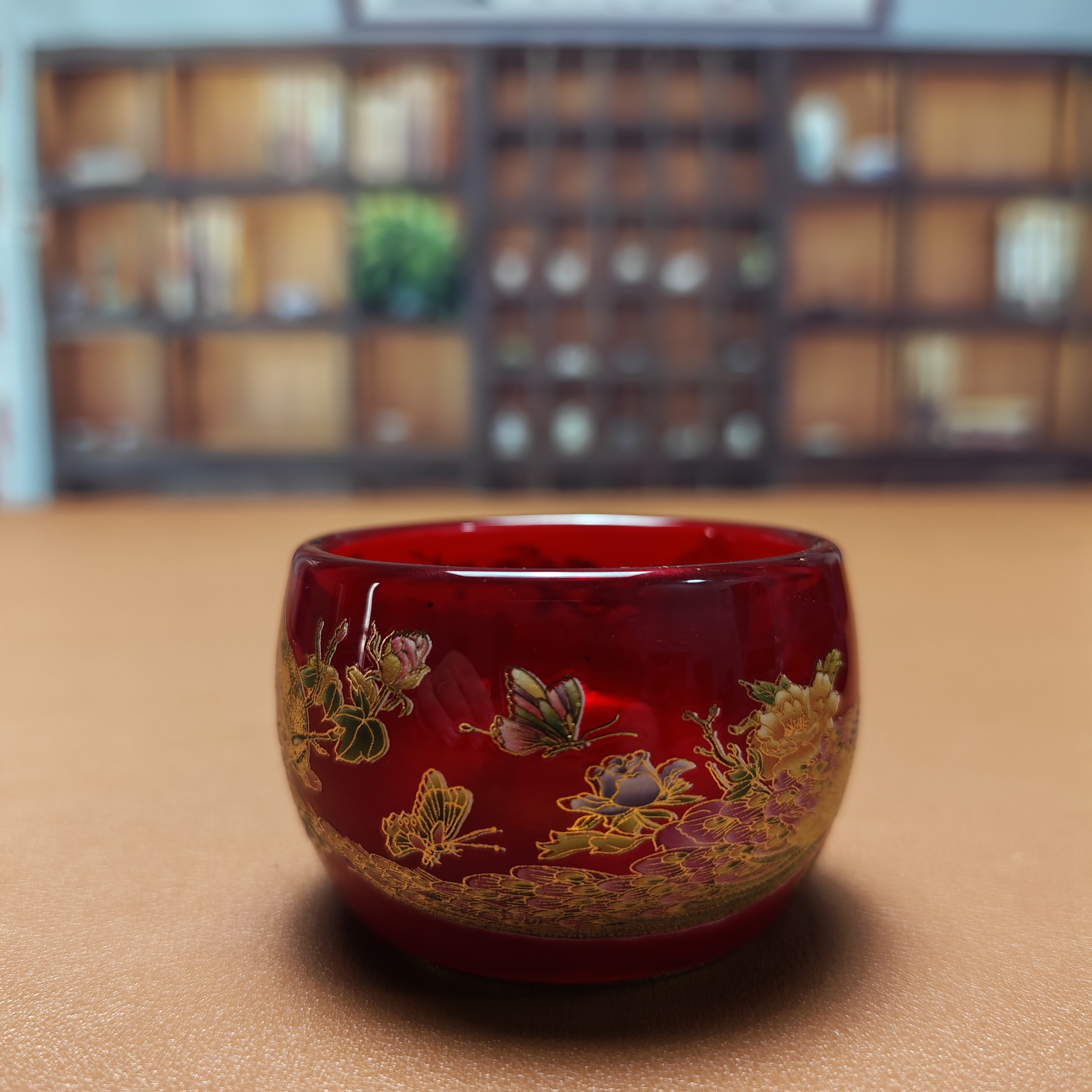 牛血红喜上眉梢精美主人杯品茗杯茶杯水杯