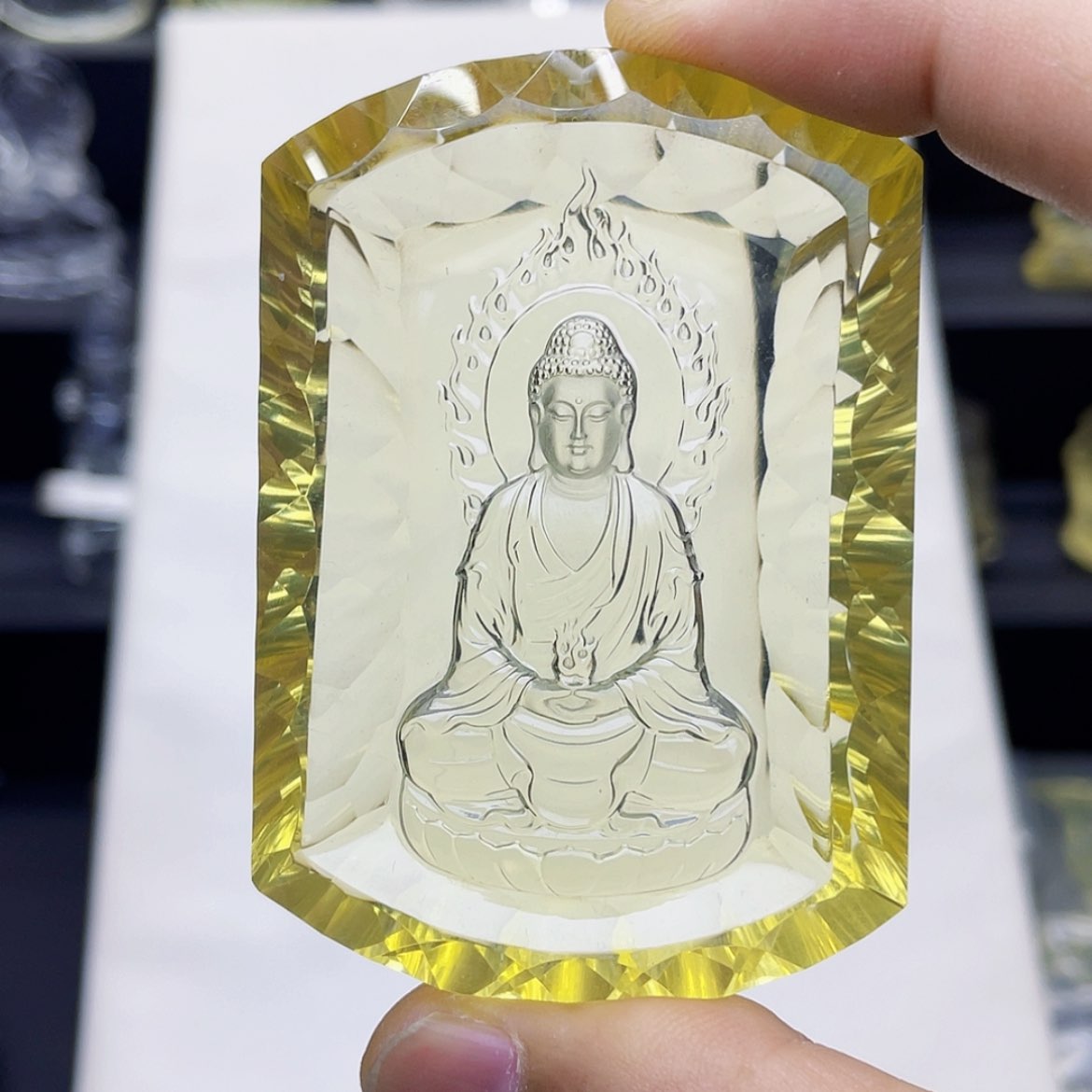 【闪购商品】水晶颈饰未镶嵌孙*晟黄水晶千禧面大日如来吊坠