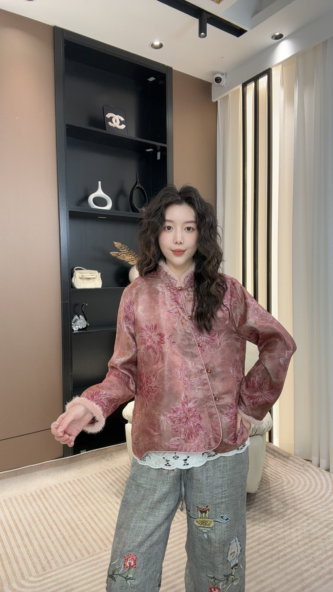 【米朵家】“鎏光锦纱”新中式气质国风女装提花加棉女士上衣 16122-5