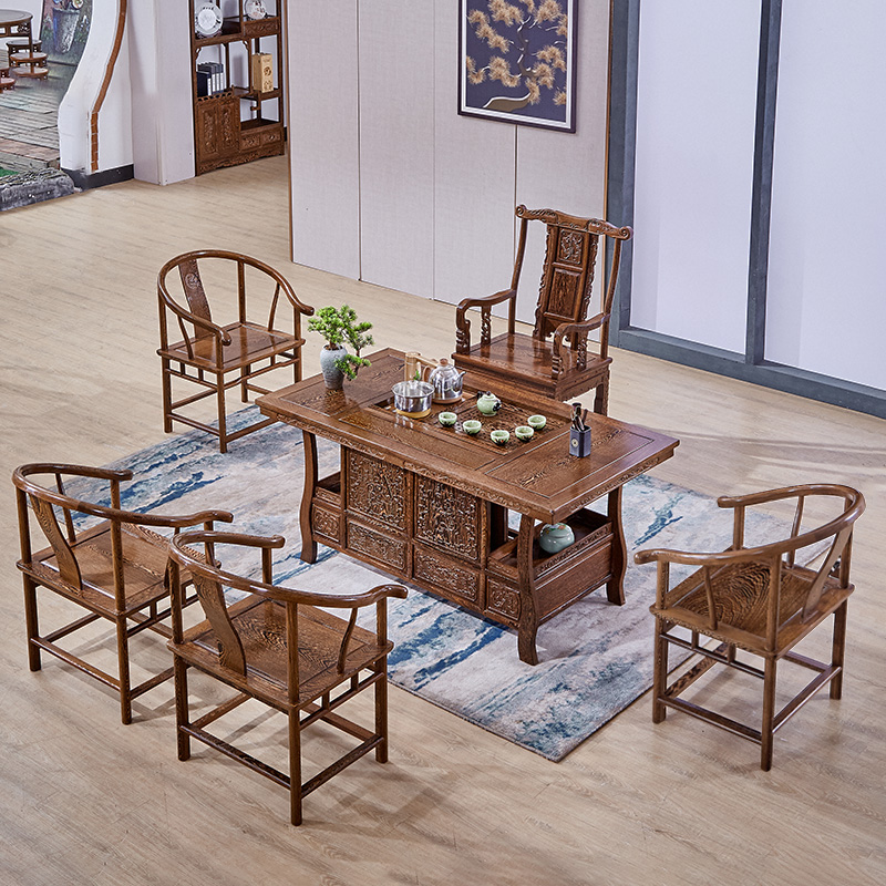 宝鼎茶桌鸡翅木中式家用茶台多功能泡茶桌红木家具