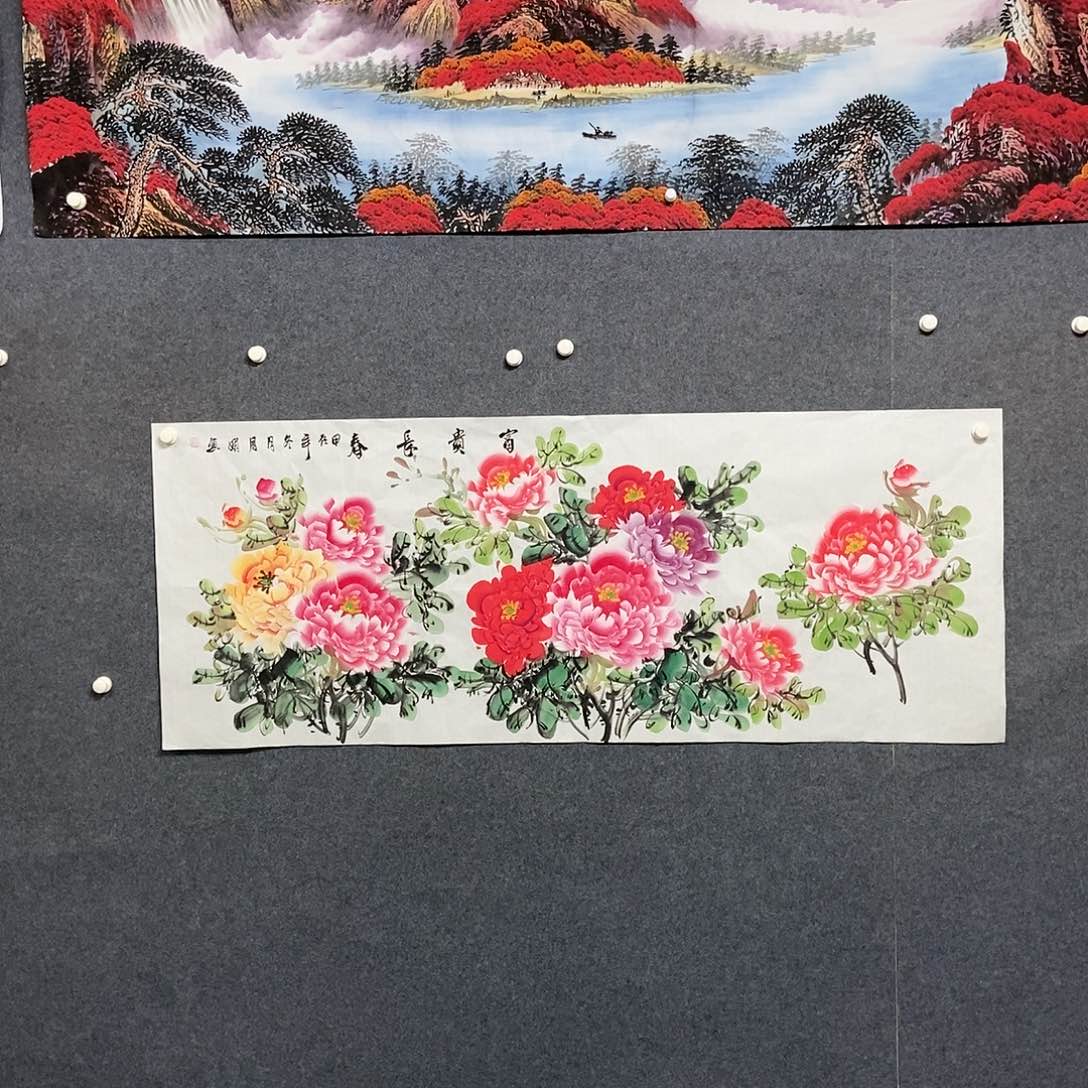 国画小六尺牡丹一副