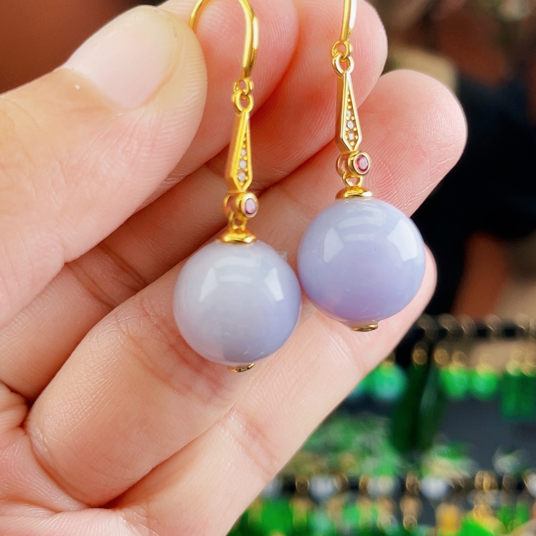 翡翠银S925镶嵌耳饰