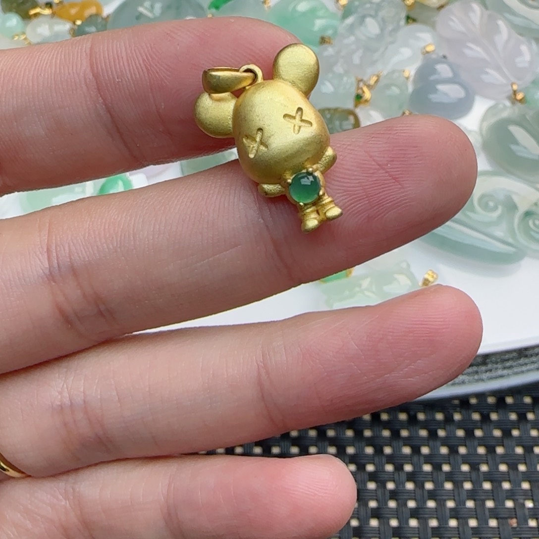 【闪购商品】翡翠颈饰未镶嵌银镶机器狗