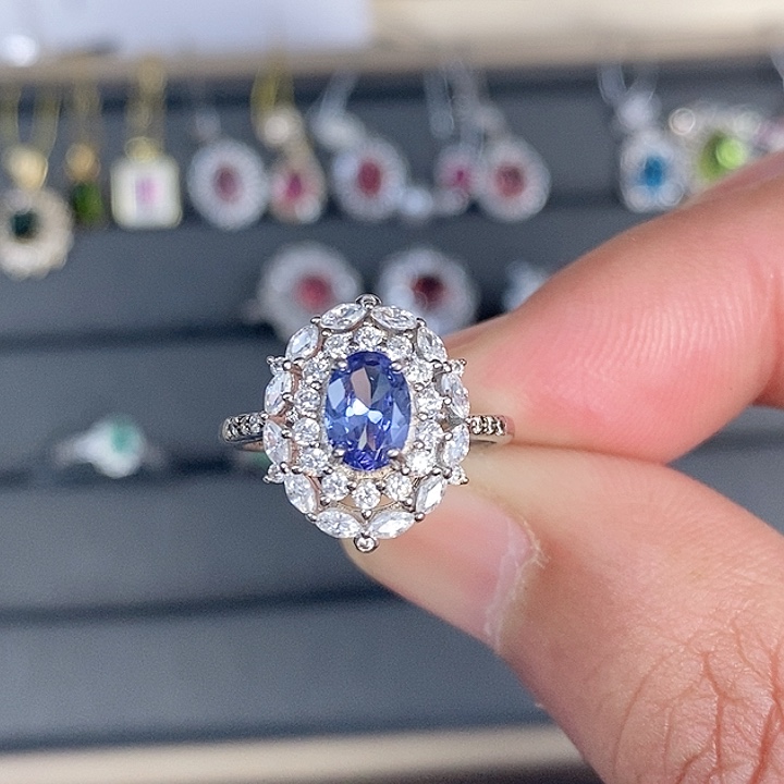 坦桑石戒指银S925镶嵌