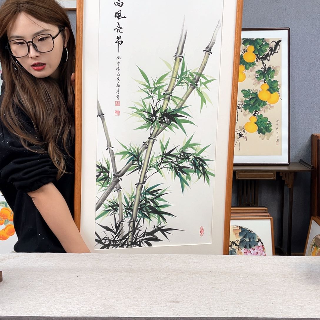 国画手绘带框尺寸：53*103