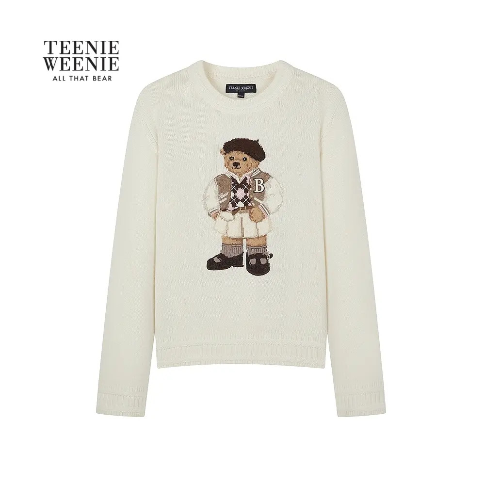 *TeenieWeenie小熊女装毛针织衫25秋提花圆领毛衣TTKW254906P