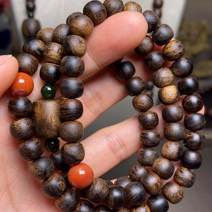 沉香手串越南芽庄紫棋瘤疤6×8设计