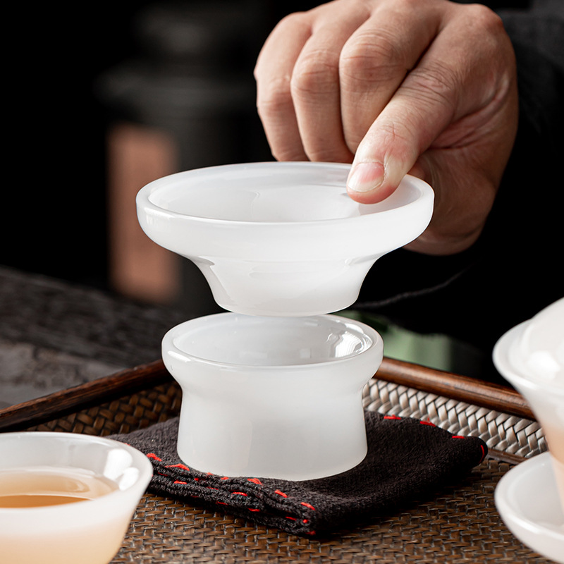 防烫琉璃纯白过滤不锈钢过滤加厚防烫琉璃分茶器过滤组套装茶道