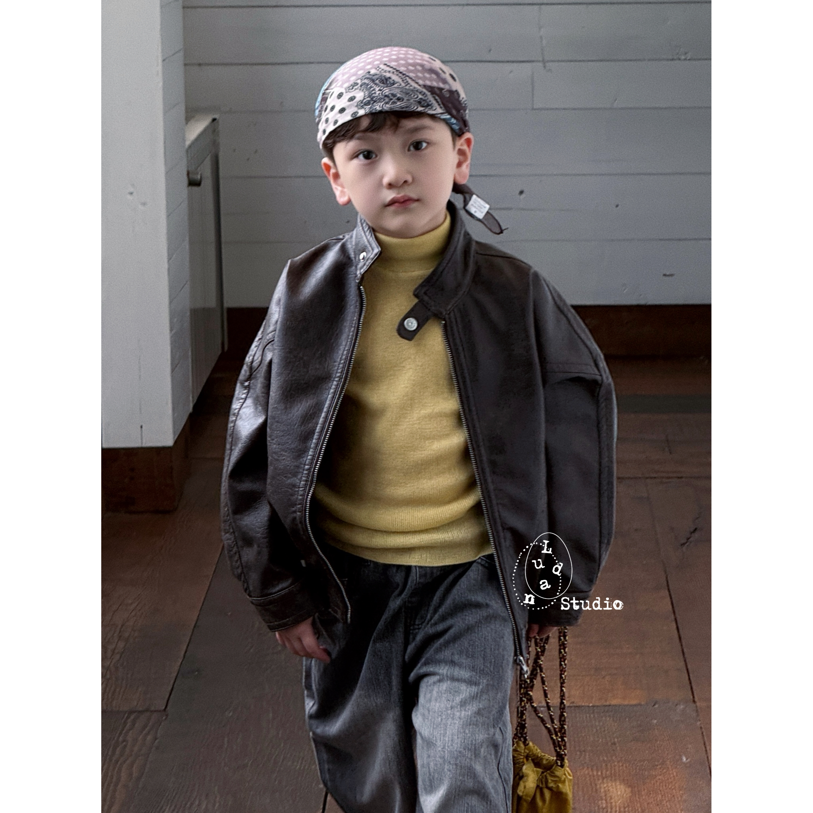 【现货】卤蛋童装·西部猎人/皮衣拉链立领夹克外套春秋男女童25898