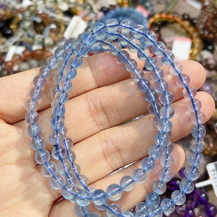 水晶手链未镶嵌海蓝宝多圈