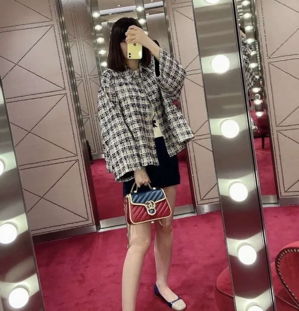 99新 GUCCI/古驰  aa一三七三 聚酯 棉 千鸟格夹克外套 38码 99新