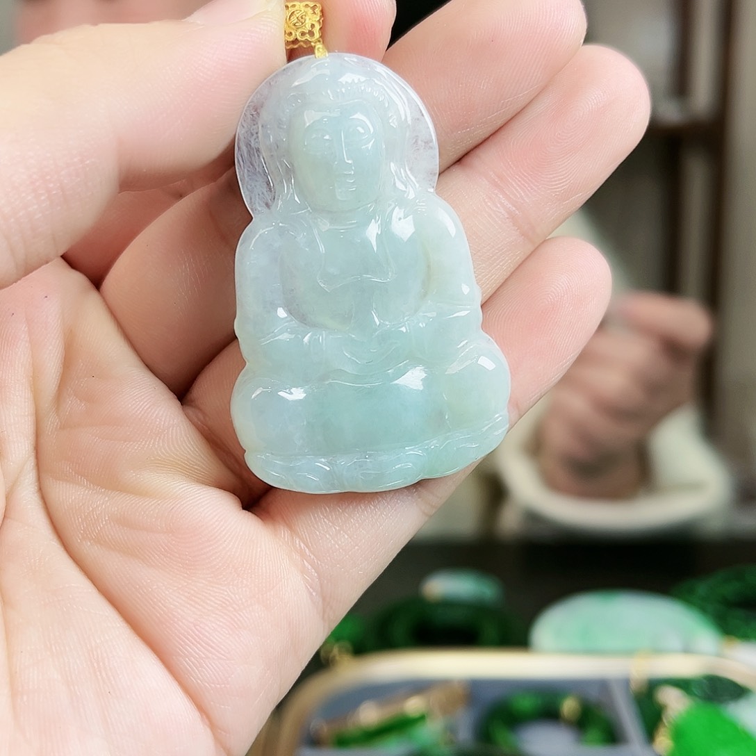 翡翠颈饰18K金镶嵌吊坠