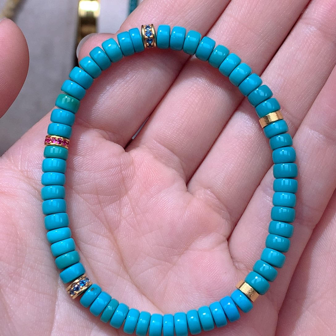 绿松石珠宝奇石18K金镶嵌