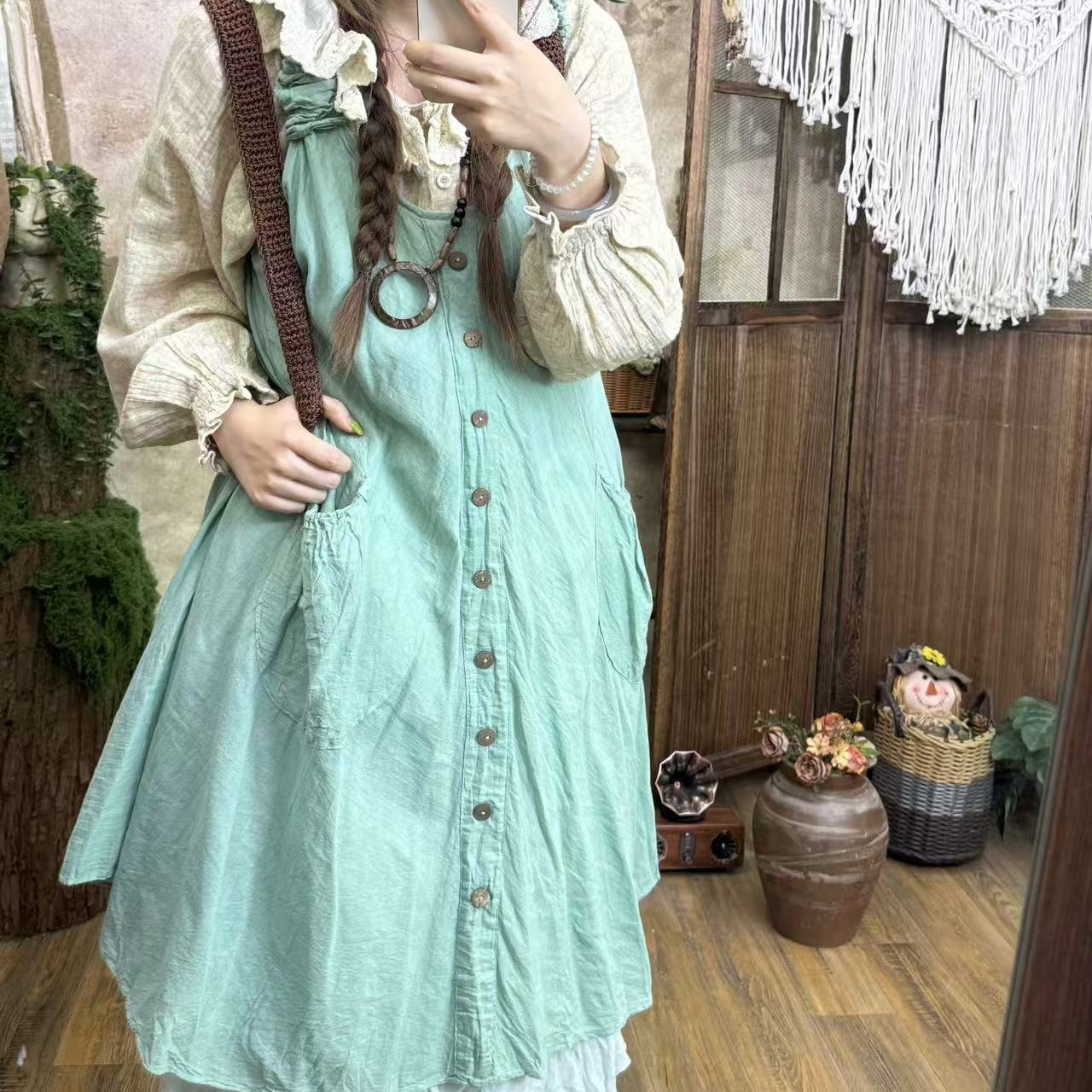 海外手作日系奈奈曼波色日常连衣裙