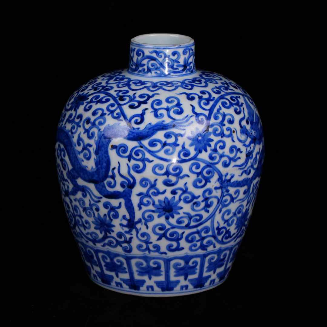 Lot22-Z青花龙纹罐-大明万历年制款直径19cm-LW12270030001157