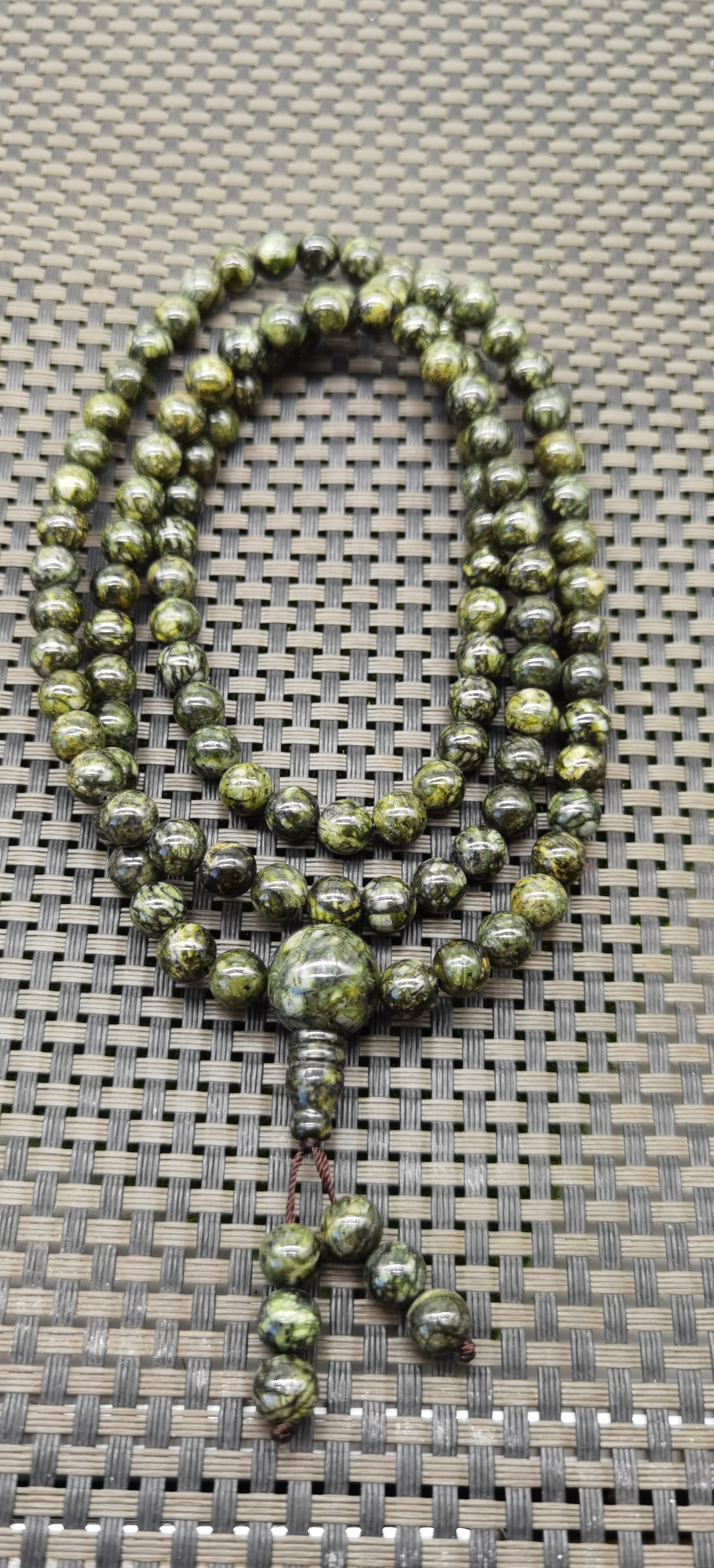 锌合金石英石项链 药王石，精品网格状项链108珠