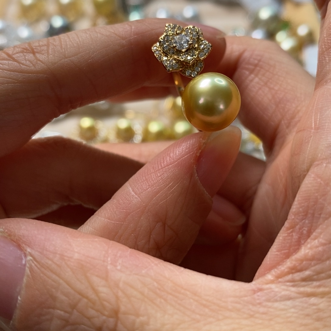 海水珍珠戒圈银S925镶嵌