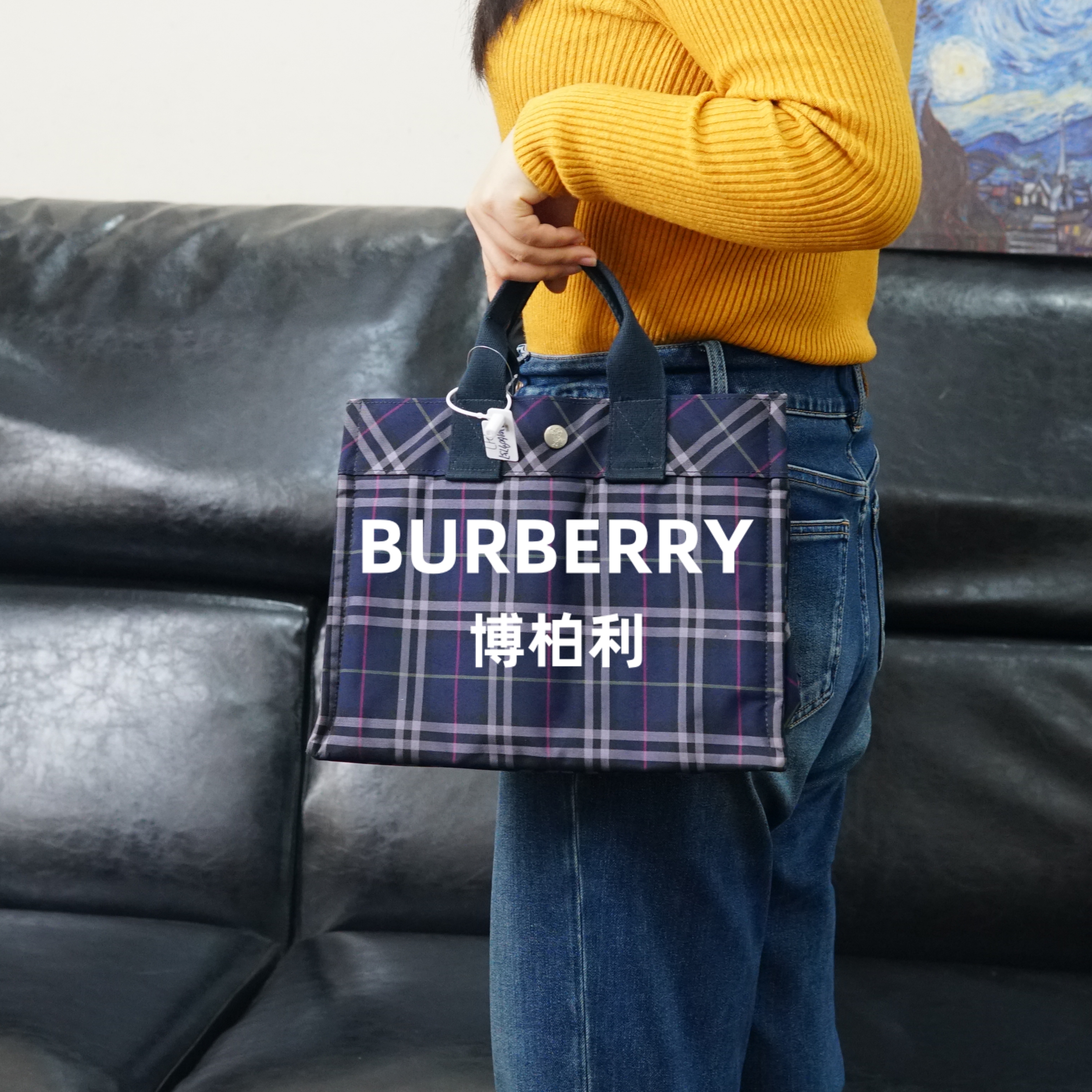 95新 BURBERRY/博柏利 巴宝莉/蓝色格纹单肩包/JJ01609757/9757