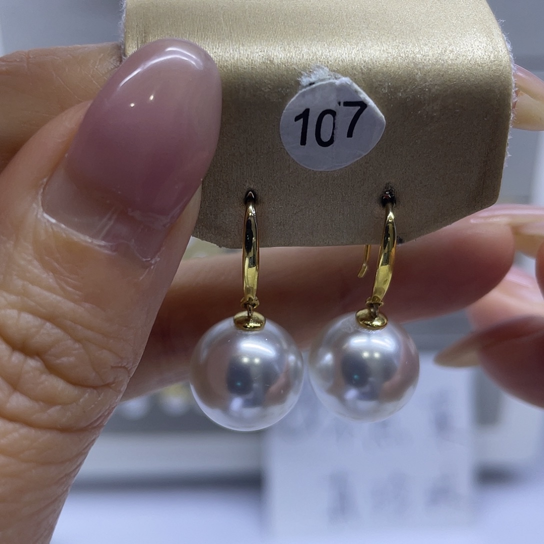 银S925镶嵌淡水珍珠耳饰