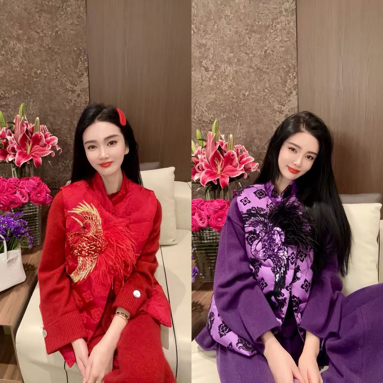 DL乐乐家【紫罗兰花园】新中式国风印花无袖重工鹅绒服马甲外套女