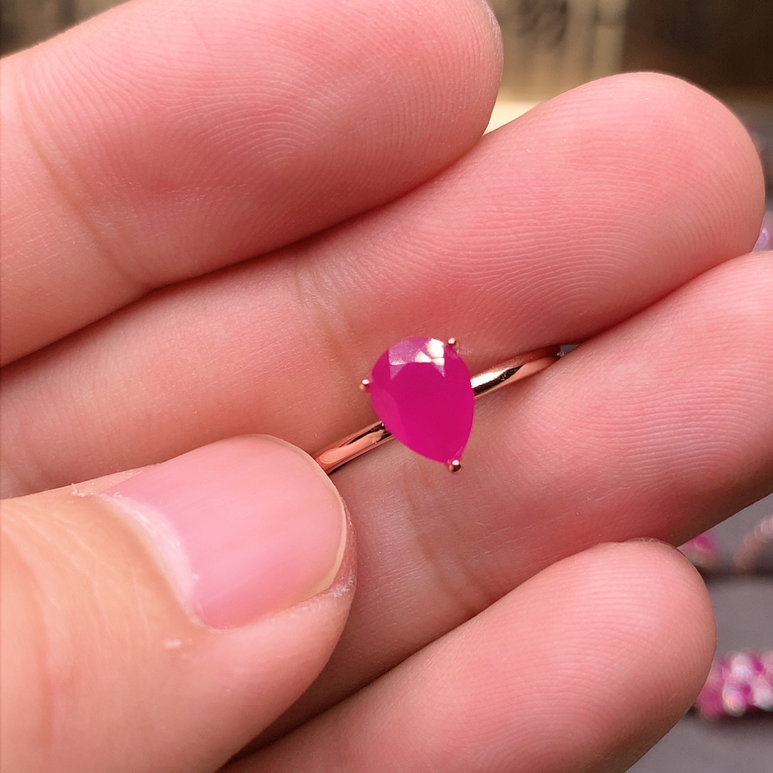 红宝石戒指银S925镶嵌