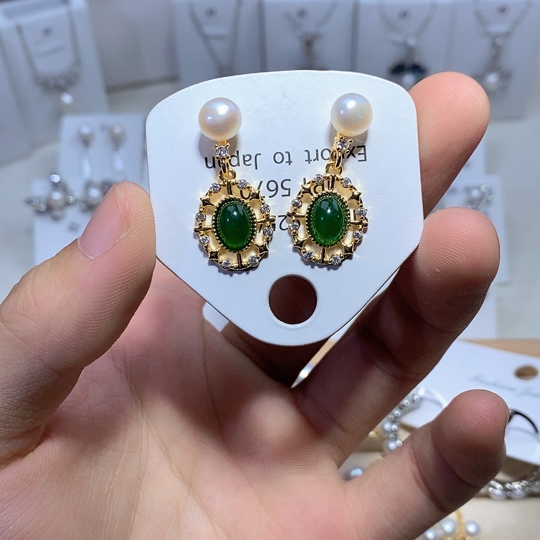 耳坠淡水珍珠银S925镶嵌